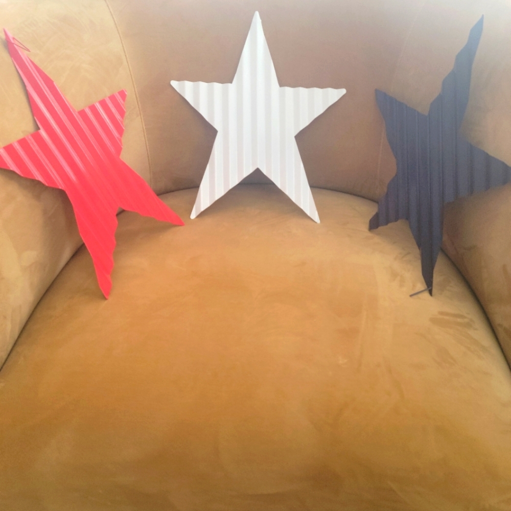Set of 3 metal patriotic stars new